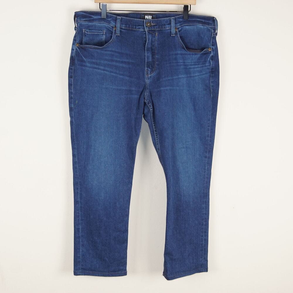 Paige Federal Slim Straight Stretch Finney Blue Wash Jeans Mens 38 x 27 Hemmed